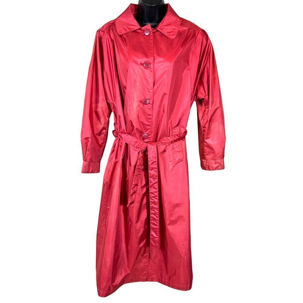 Vintage 80’s Aurora International by Abbmoor Red Trench Raincoat